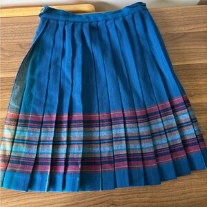 VTG Pendleton 100% Virgin Wool Pleated Skirt Morgan Tartan Plaid Blue